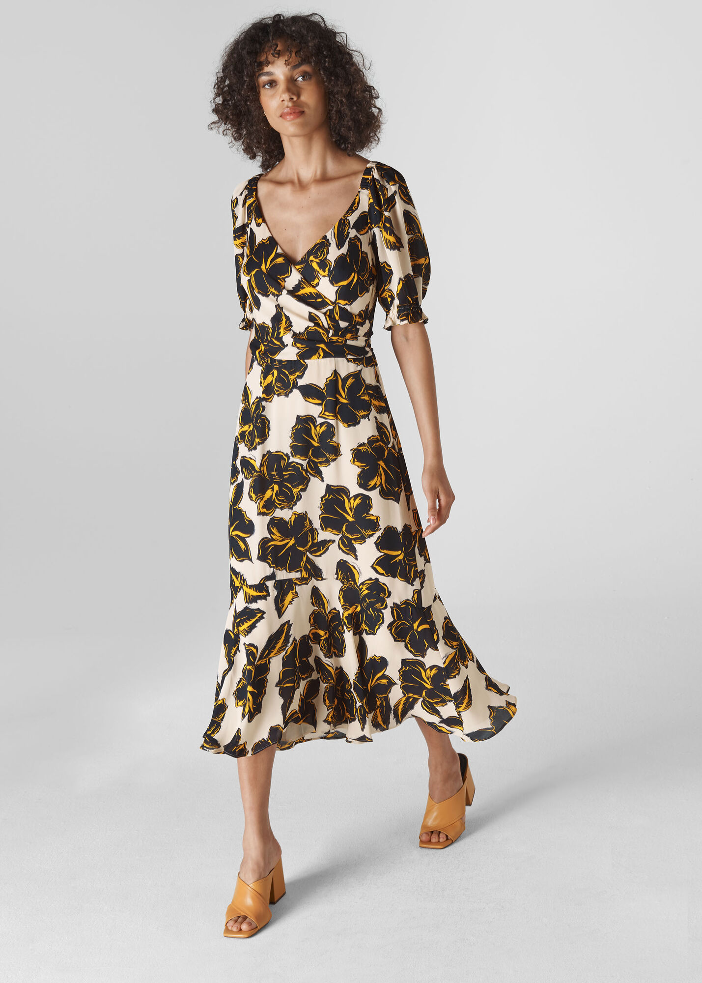 White/Multi Tropical Flower Silk Dress WHISTLES Whistles UK