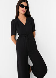 Short Sleeve Tie Jumpsuit