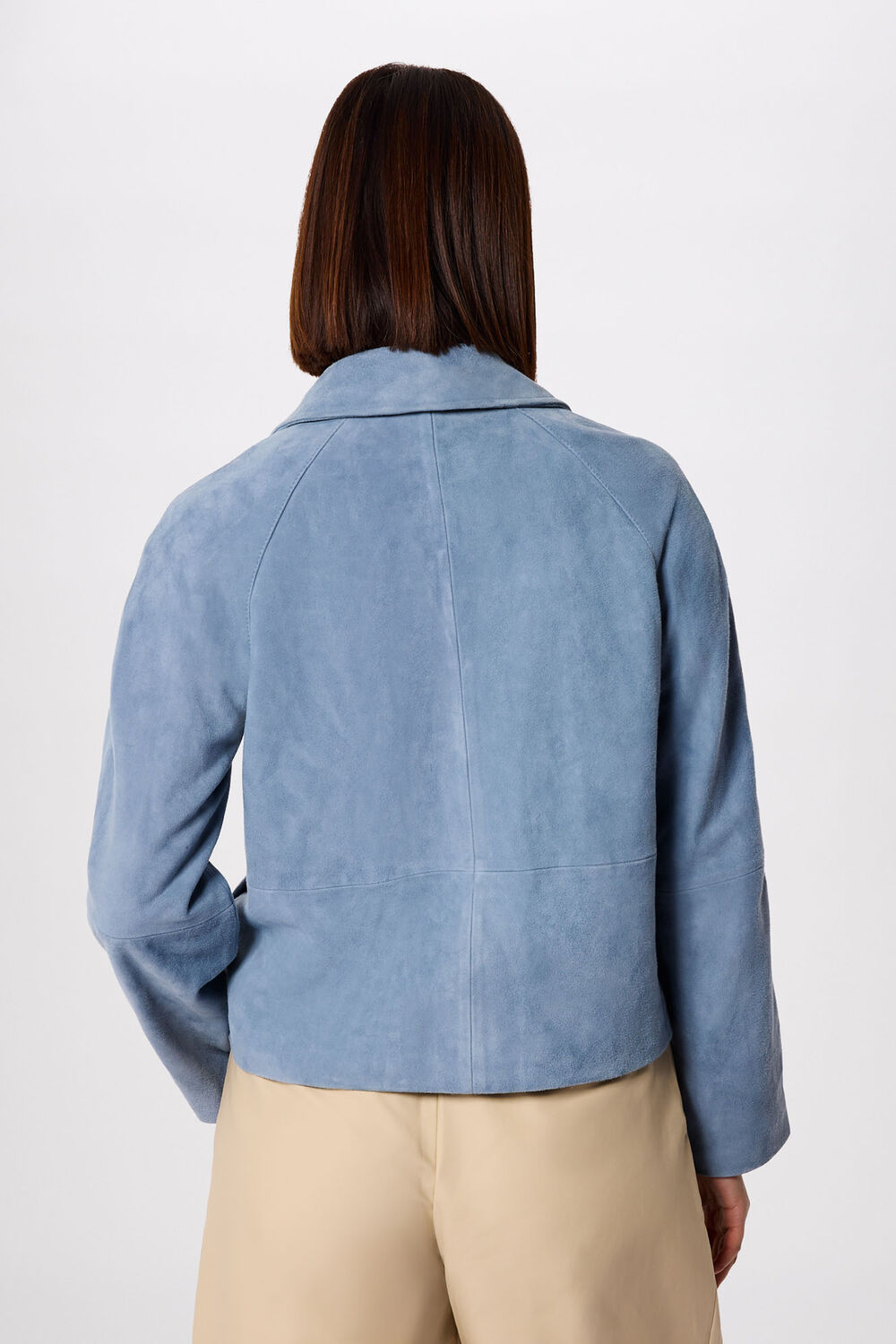 Blue Suede Short Trench Jacket