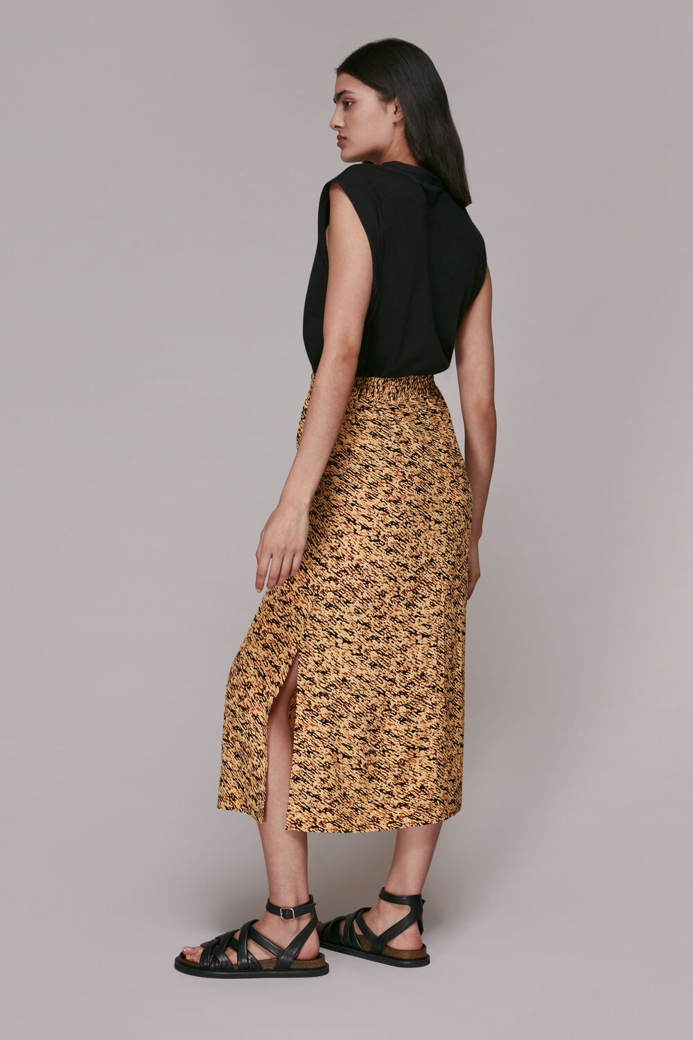 Bark Print Tie Waist Skirt