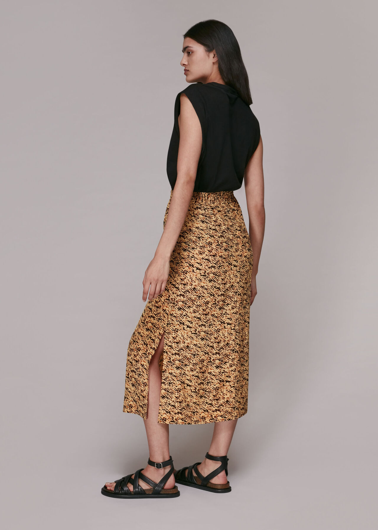 Bark Print Tie Waist Skirt