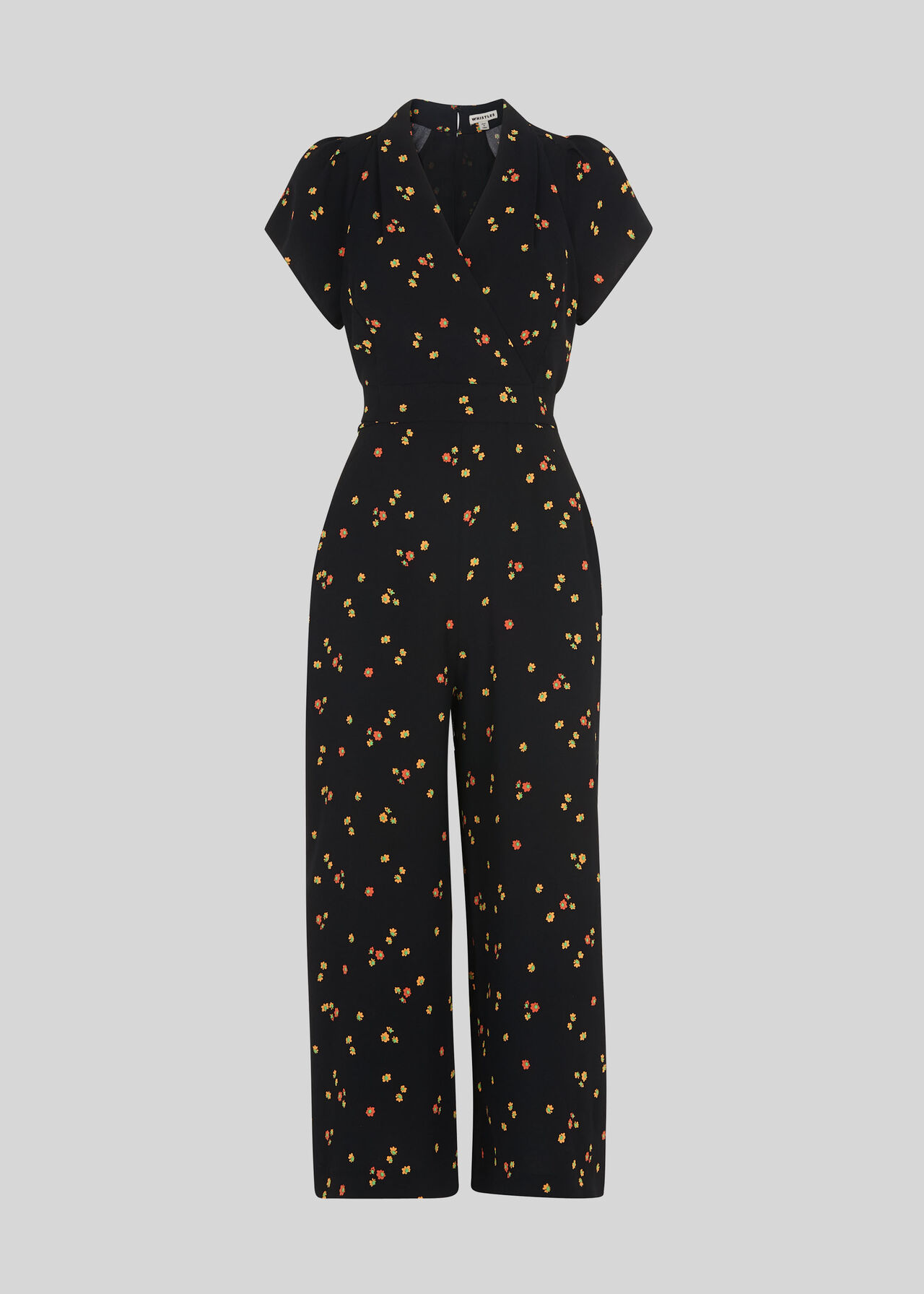 Micro Floral Tie Back Jumpsuit Black/Multi