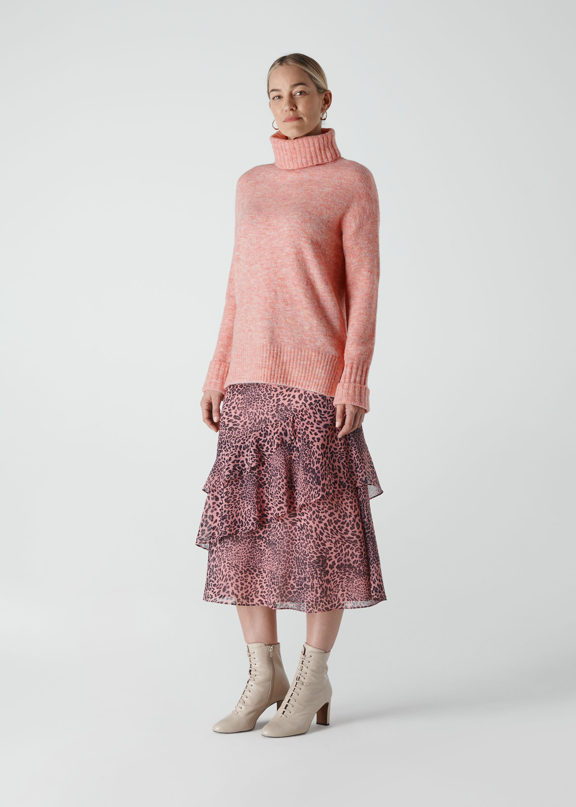 Pale pink roll neck jumper outlet
