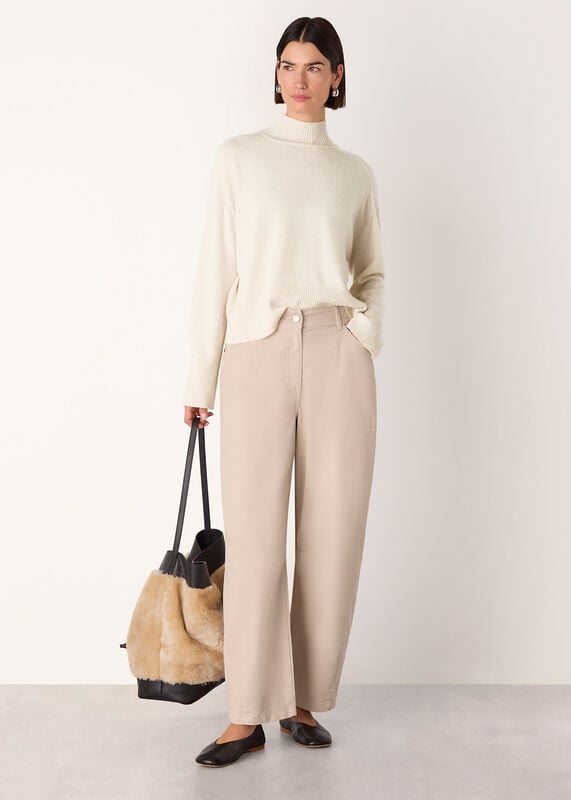 Ivory Cashmere Mock Neck Sweater