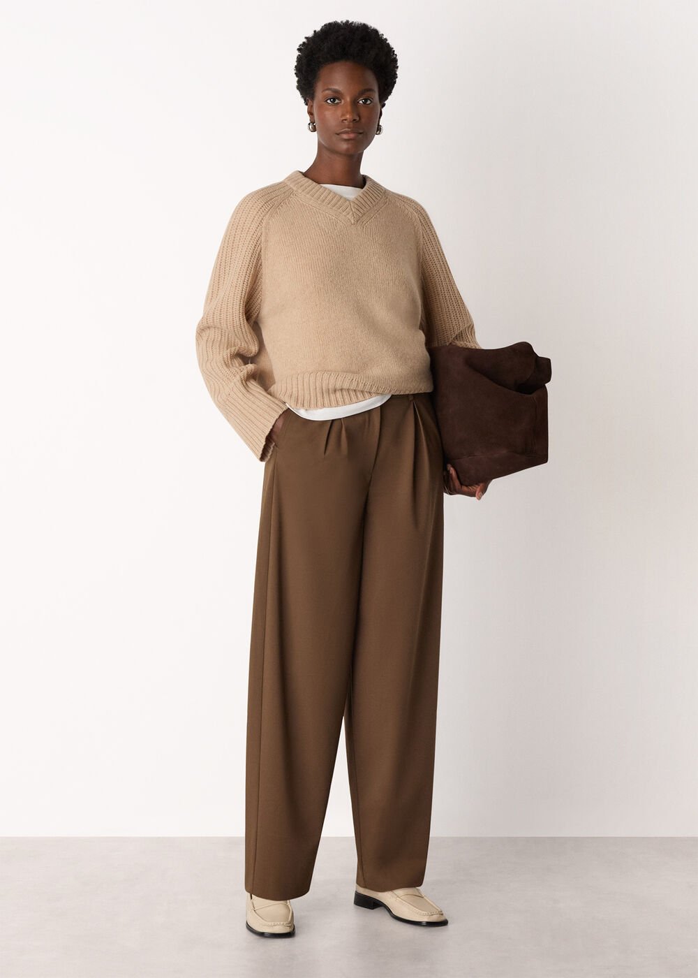 Wool Blend Barrel Trouser