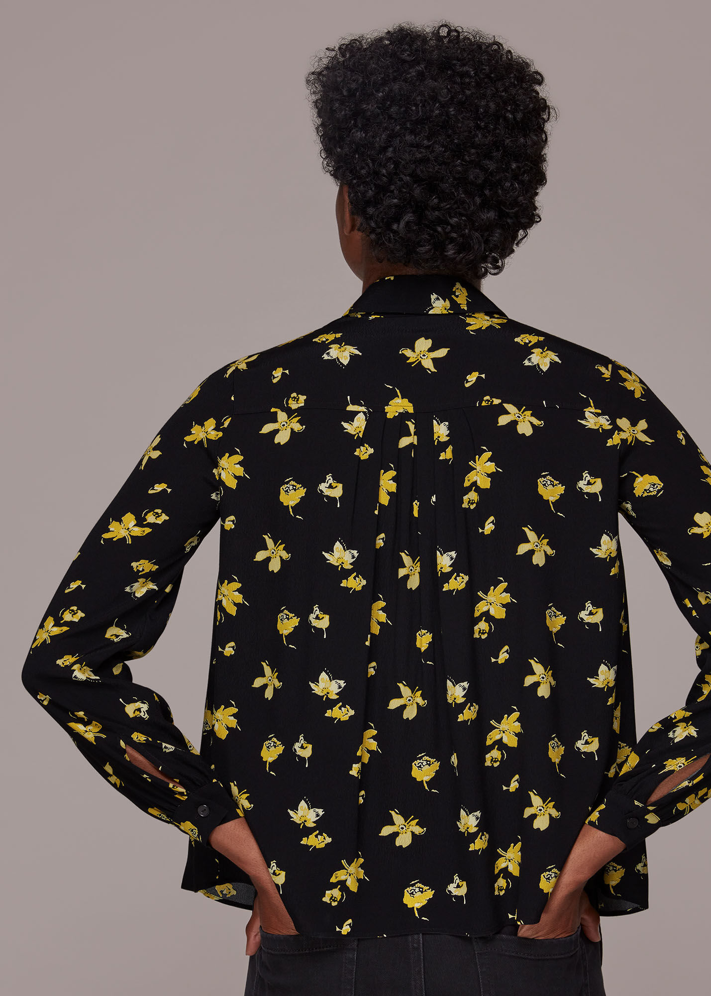 Black blouse best sale with yellow flowers