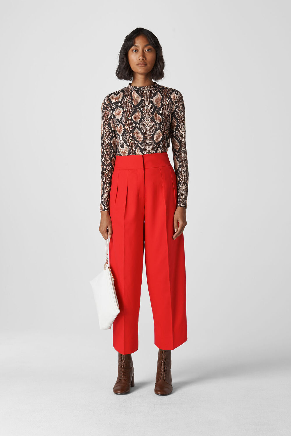 Sophie Pleat Front Peg Trouser Red