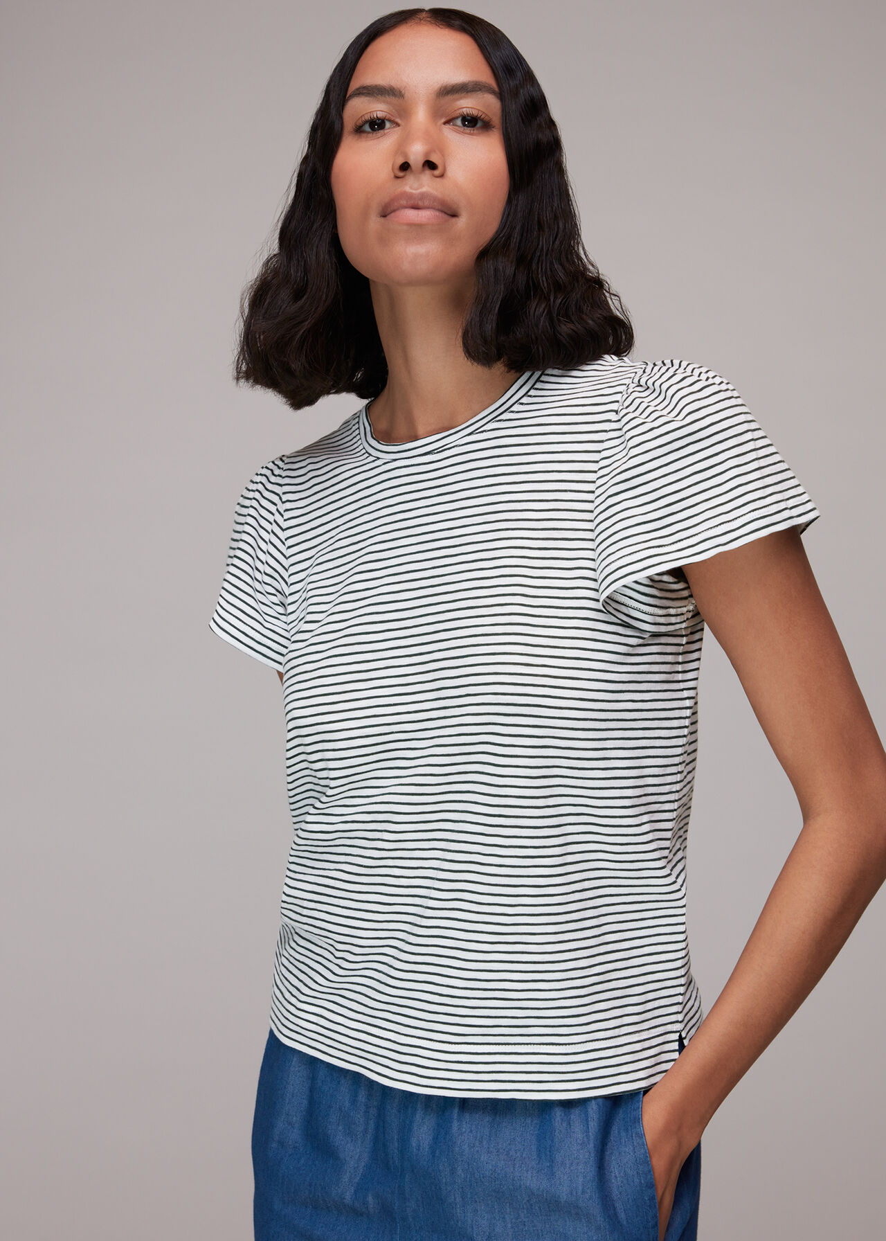 Cotton Frill Stripe T Shirt