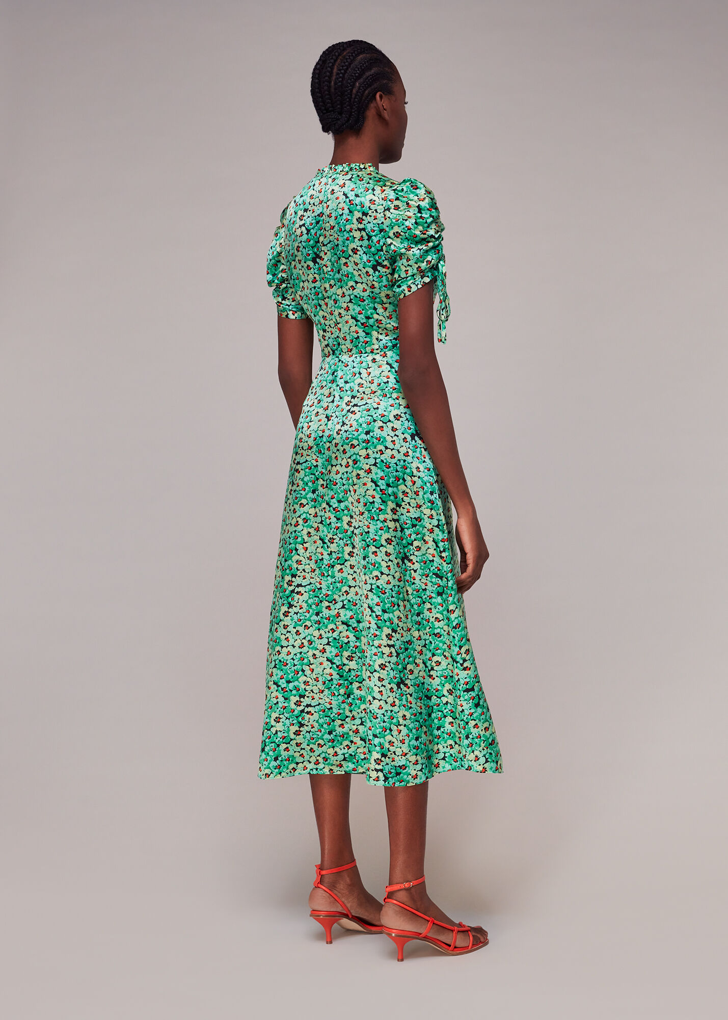 Green Multi Pansy Meadow Silk Mix Dress WHISTLES