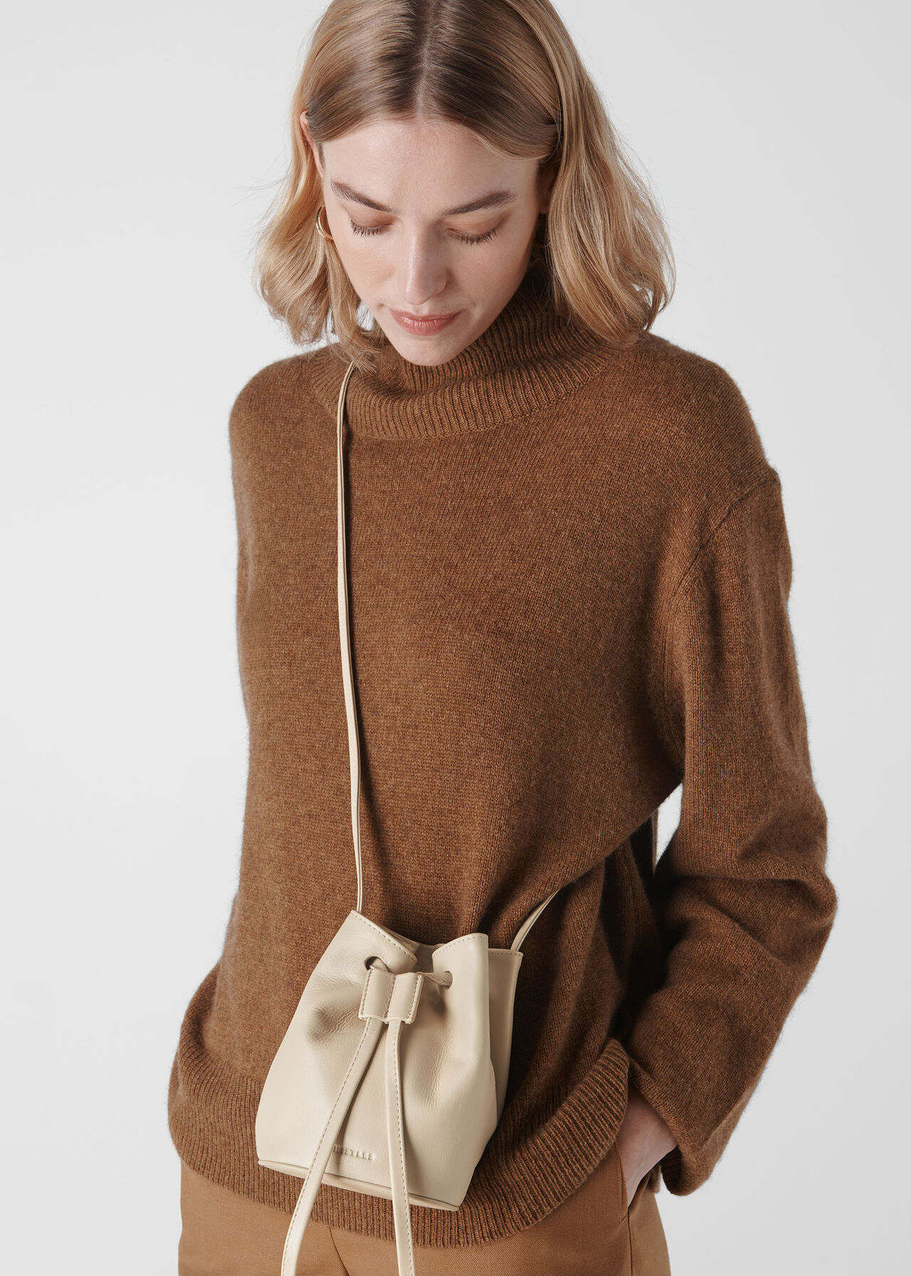 Ammie Mini Drawstring Bag Taupe