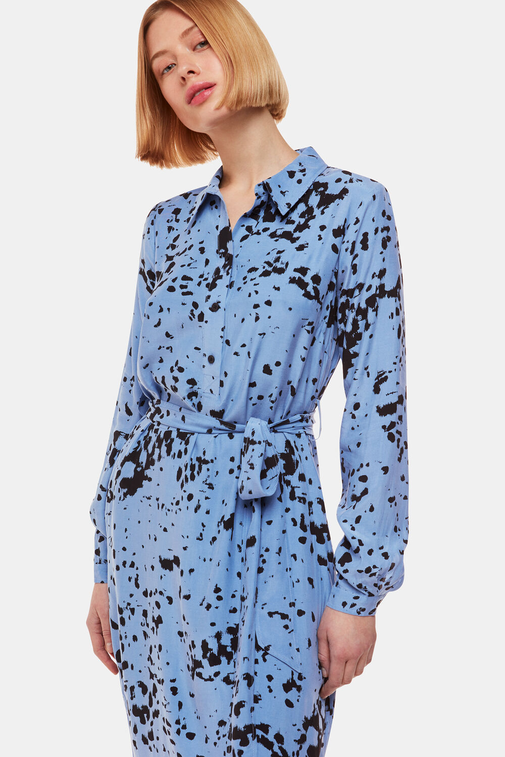 Blue Smudged Spot Print Imie Dress