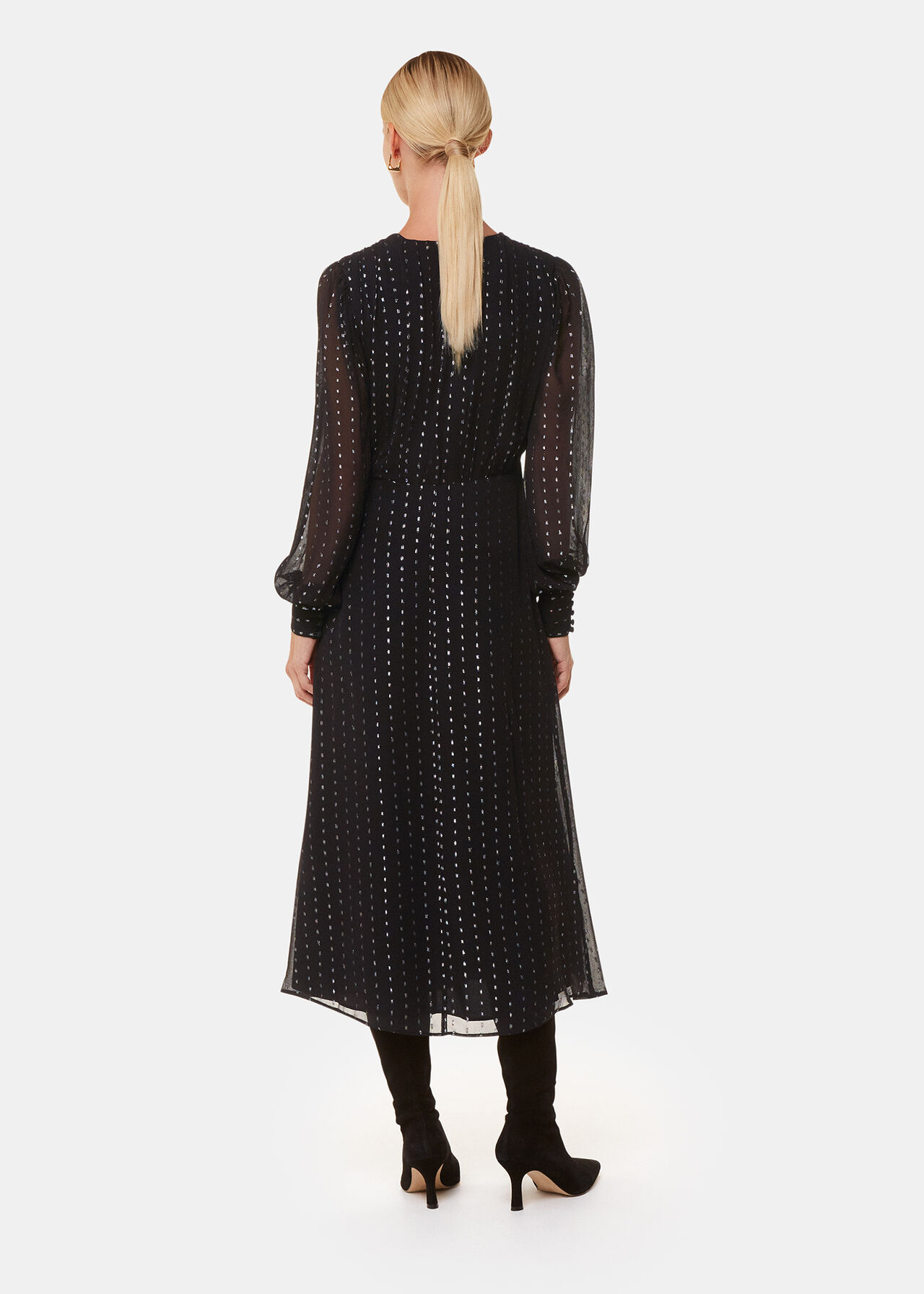 Metallic Stripe Midi Dress