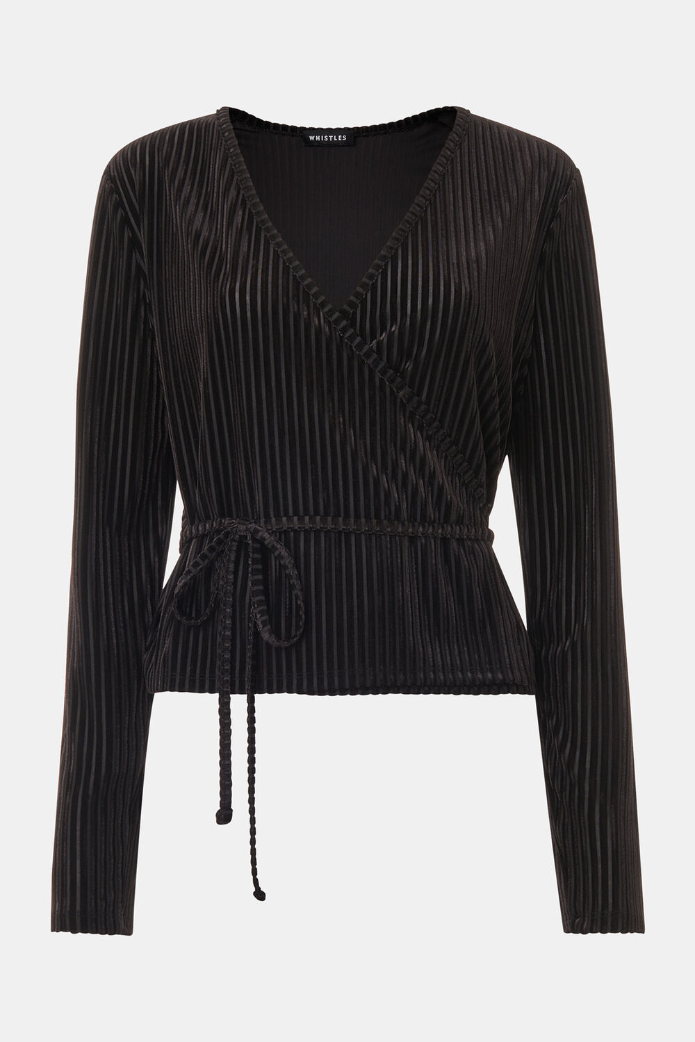 Black Velvet Stripe Wrap Cardigan