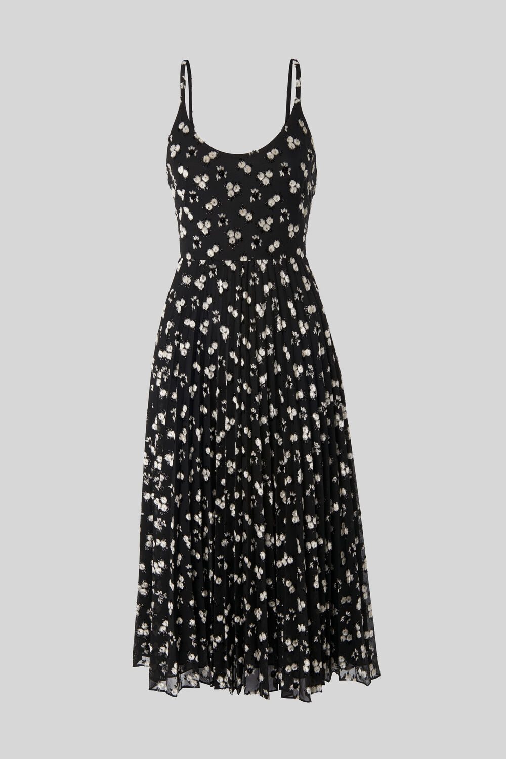 Snow Blossom Pleated Dress Black/Multi