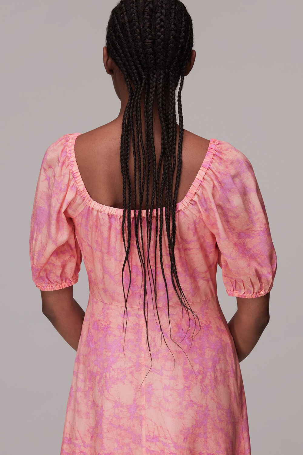 Cracked Batik Print Silk Dress