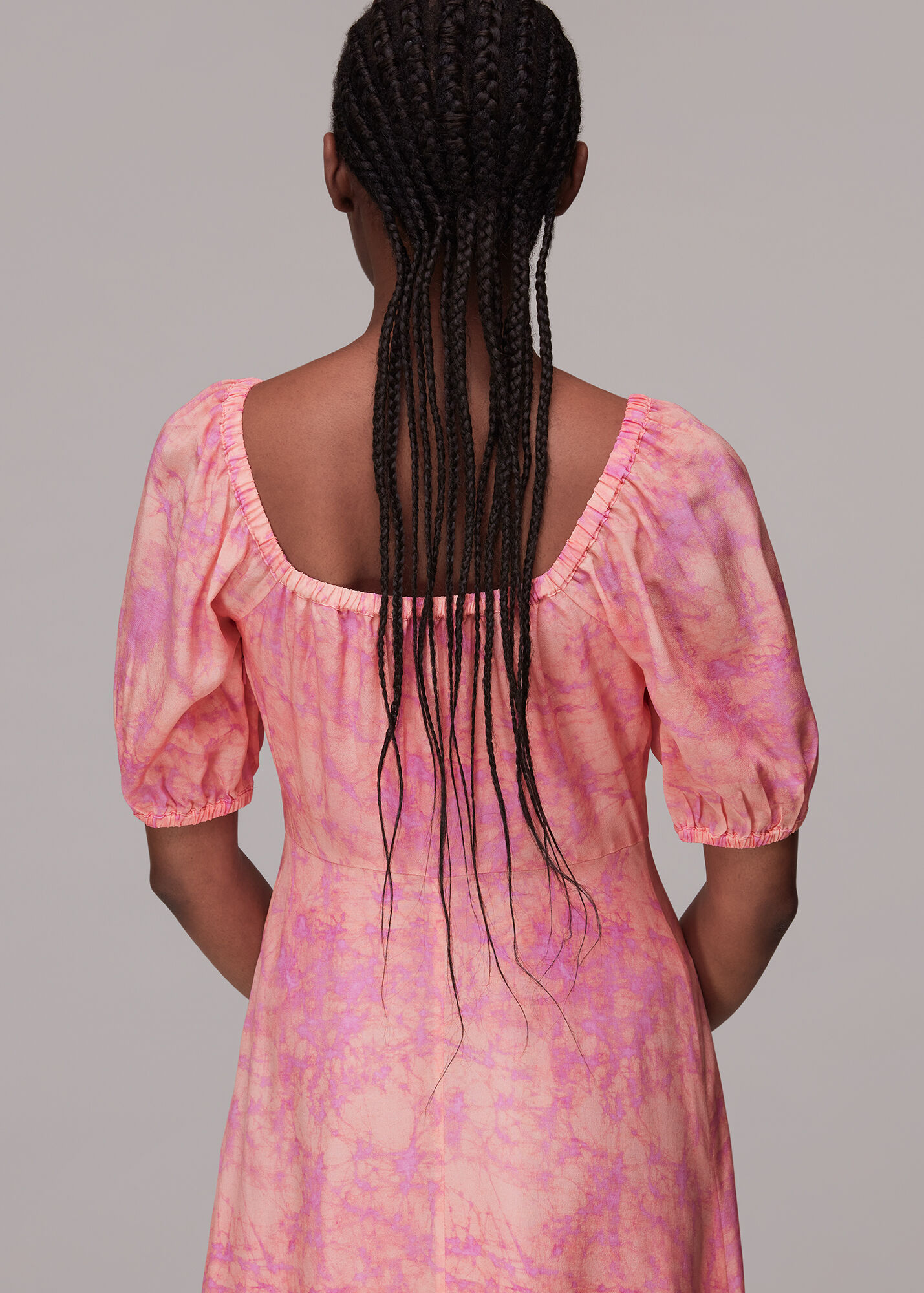 Multicolour Cracked Batik Print Silk Dress WHISTLES