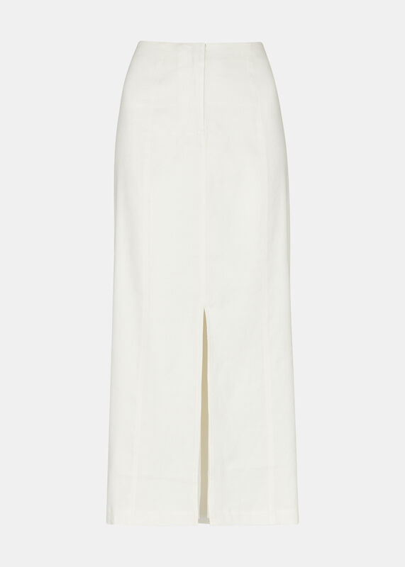 Ivory Linen Blend Maxi Skirt