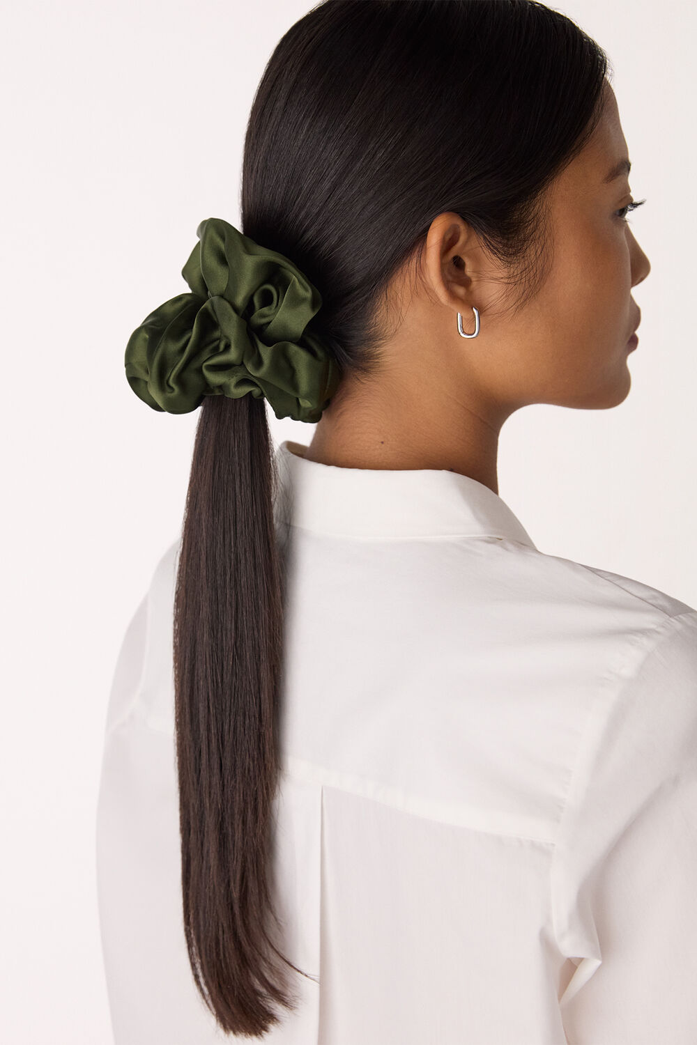 Olive Satin Scrunchie