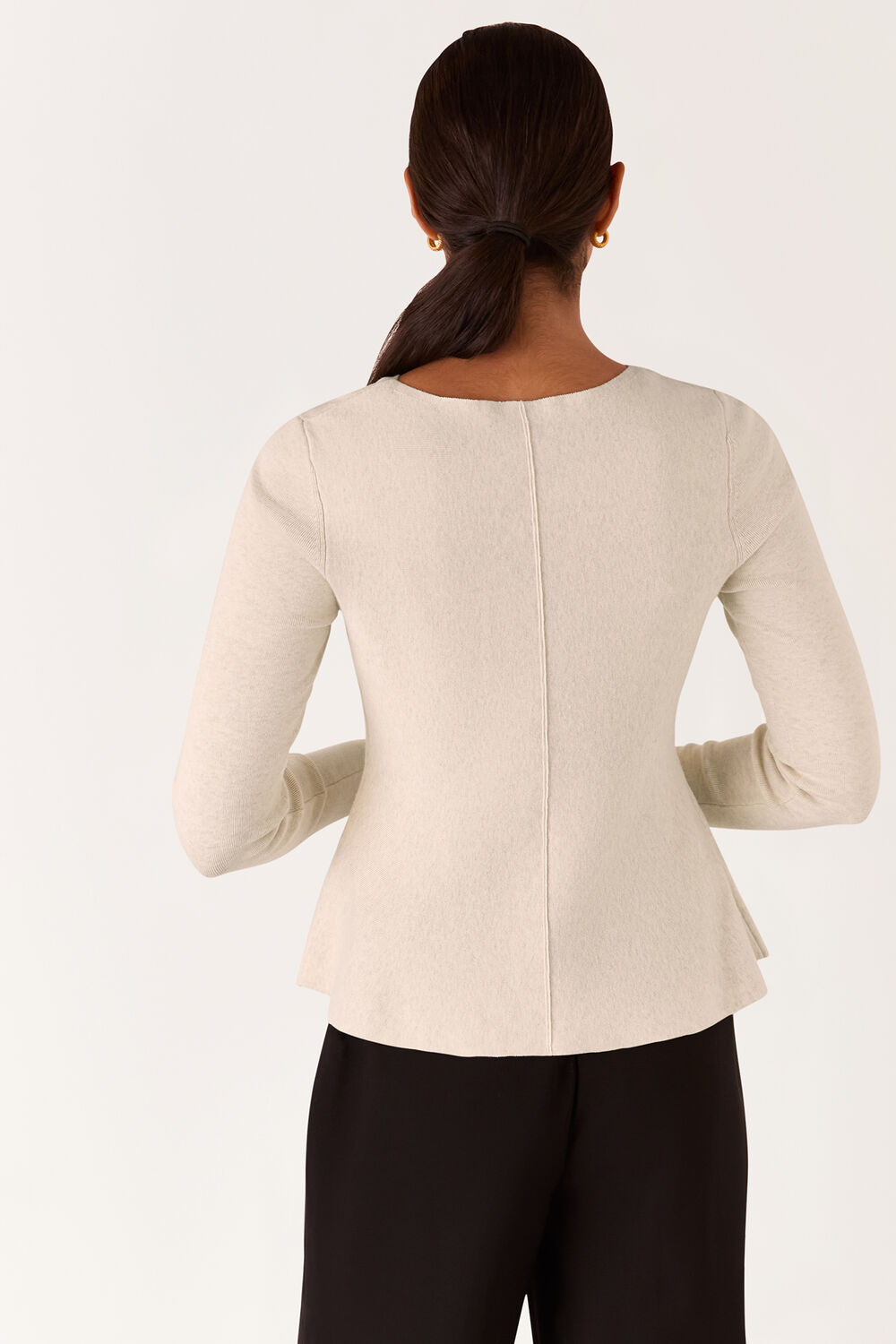 Neutral Peplum Detail Knit