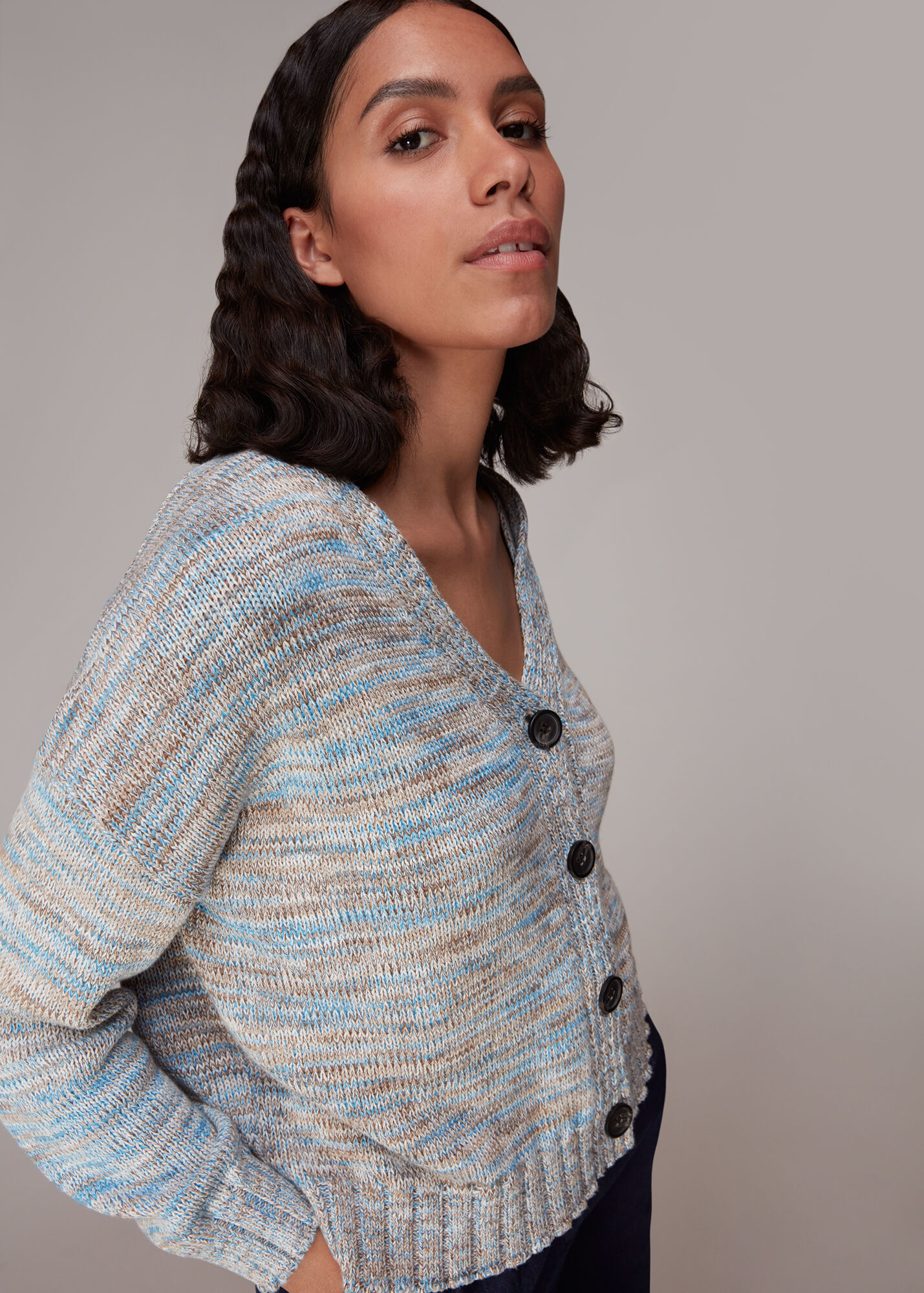 Blue/Multi Dakota Flecked Cardigan WHISTLES