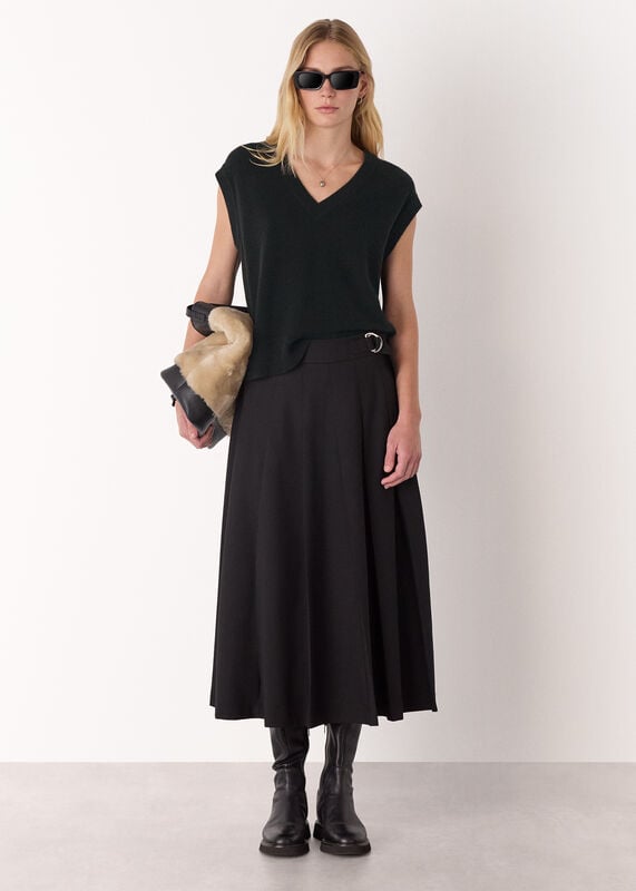 Black Cashmere V Neck Tank