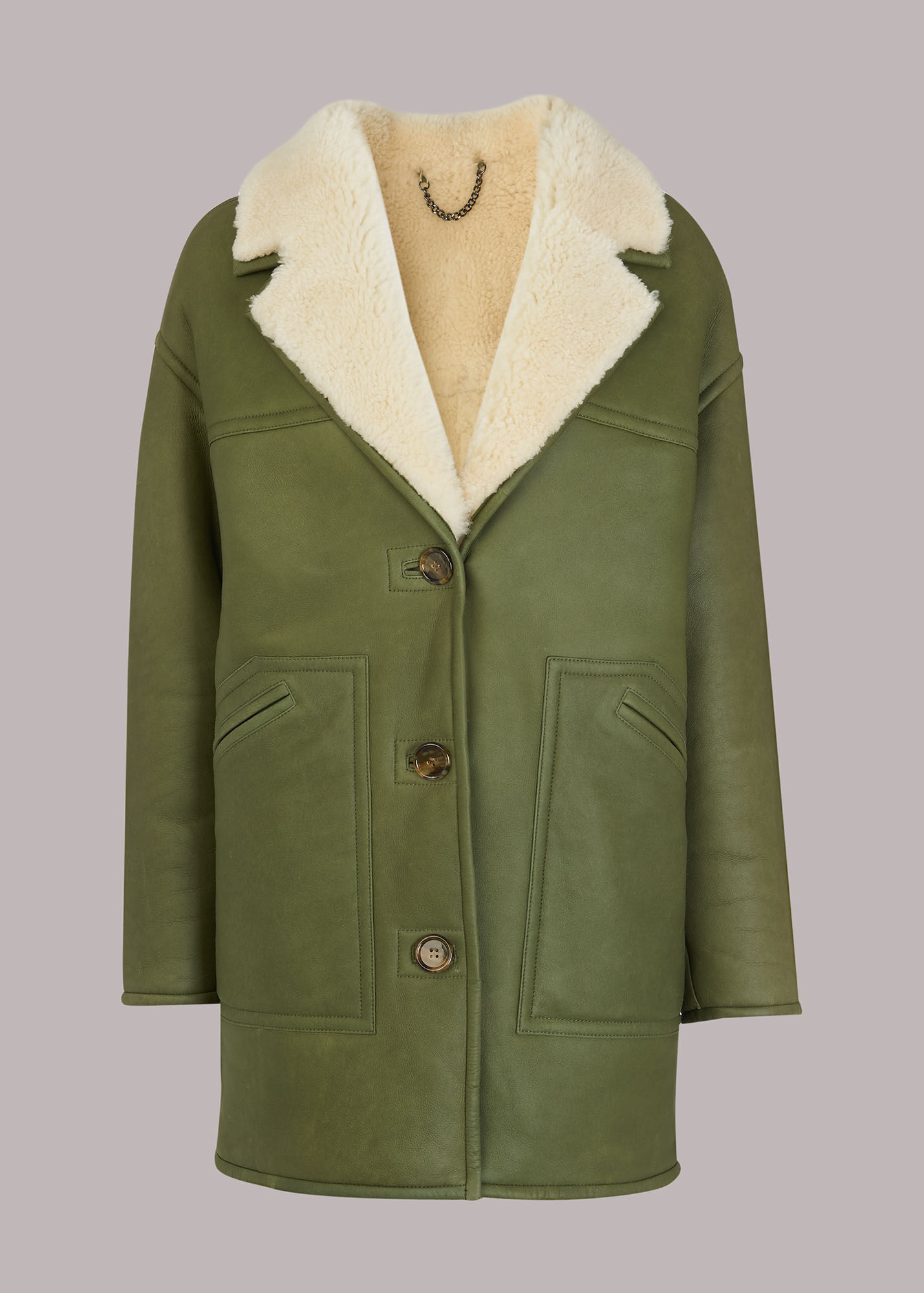 Green/Multi Fia Shearling Jacket WHISTLES Whistles US
