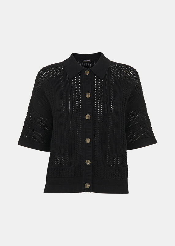 Black Crochet Knitted Shirt