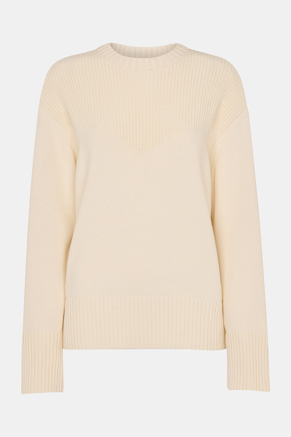 Ivory Fringed Rib Detail Sweater
