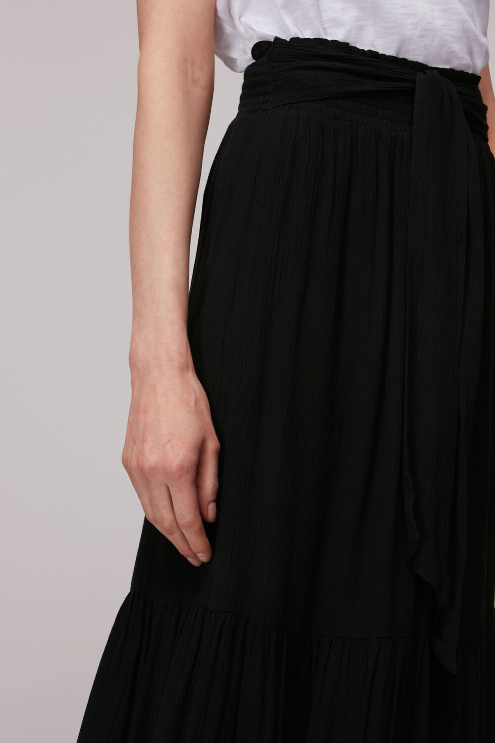 Smocked Waist Skirt Black