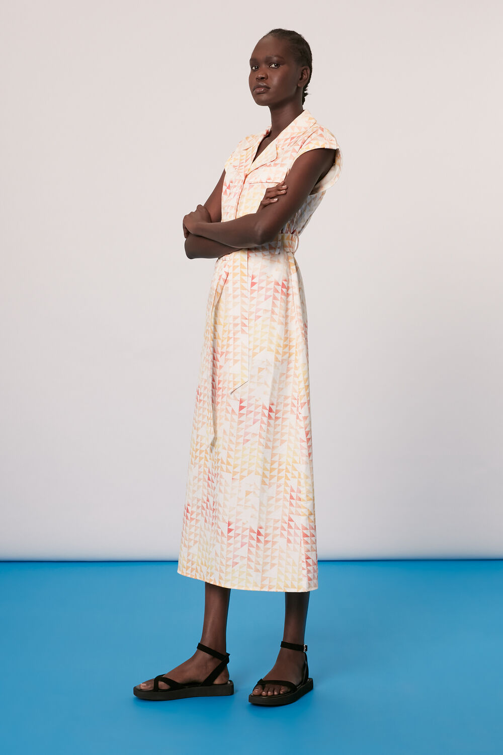 Hexagon Print Midi Dress