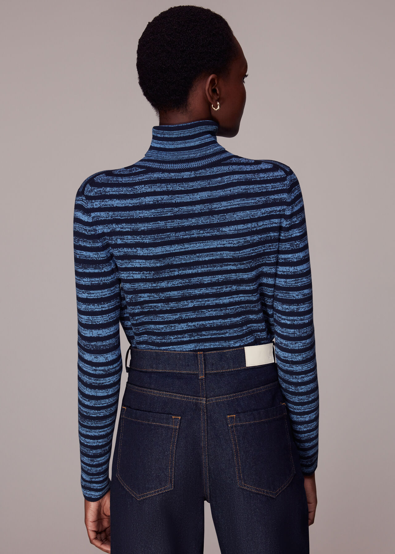 Stripe Polo Neck Knit