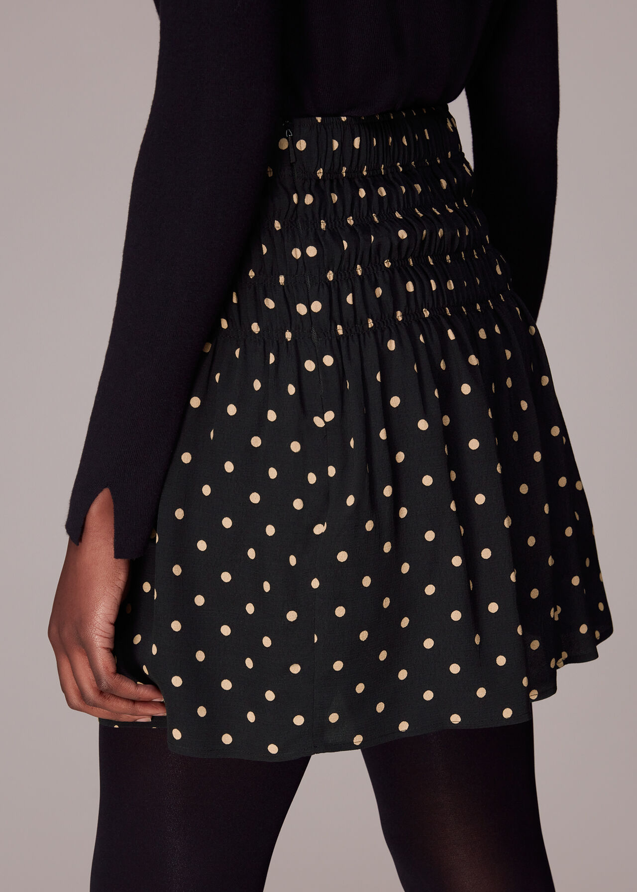 Spot Shirred Mini Skirt