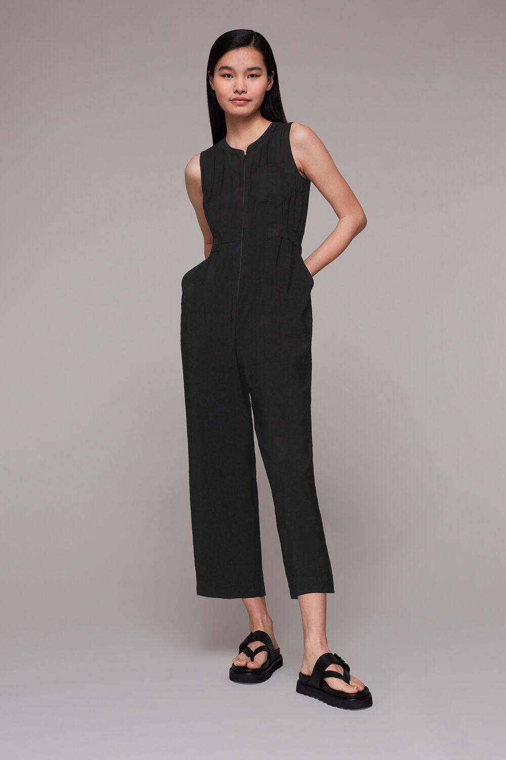 Black Josie Zip Front Jumpsuit