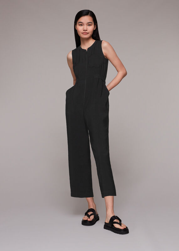 Black Josie Zip Front Jumpsuit