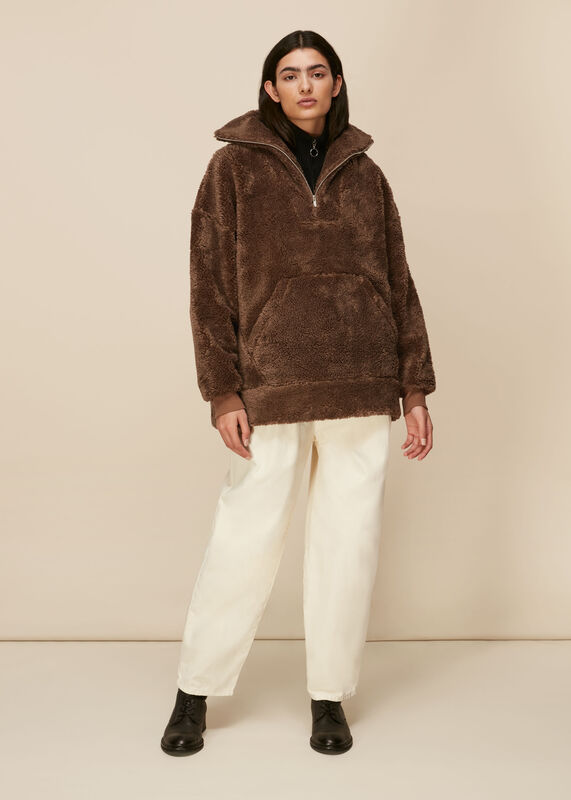 Brown Borg Half Zip Sweatshirt