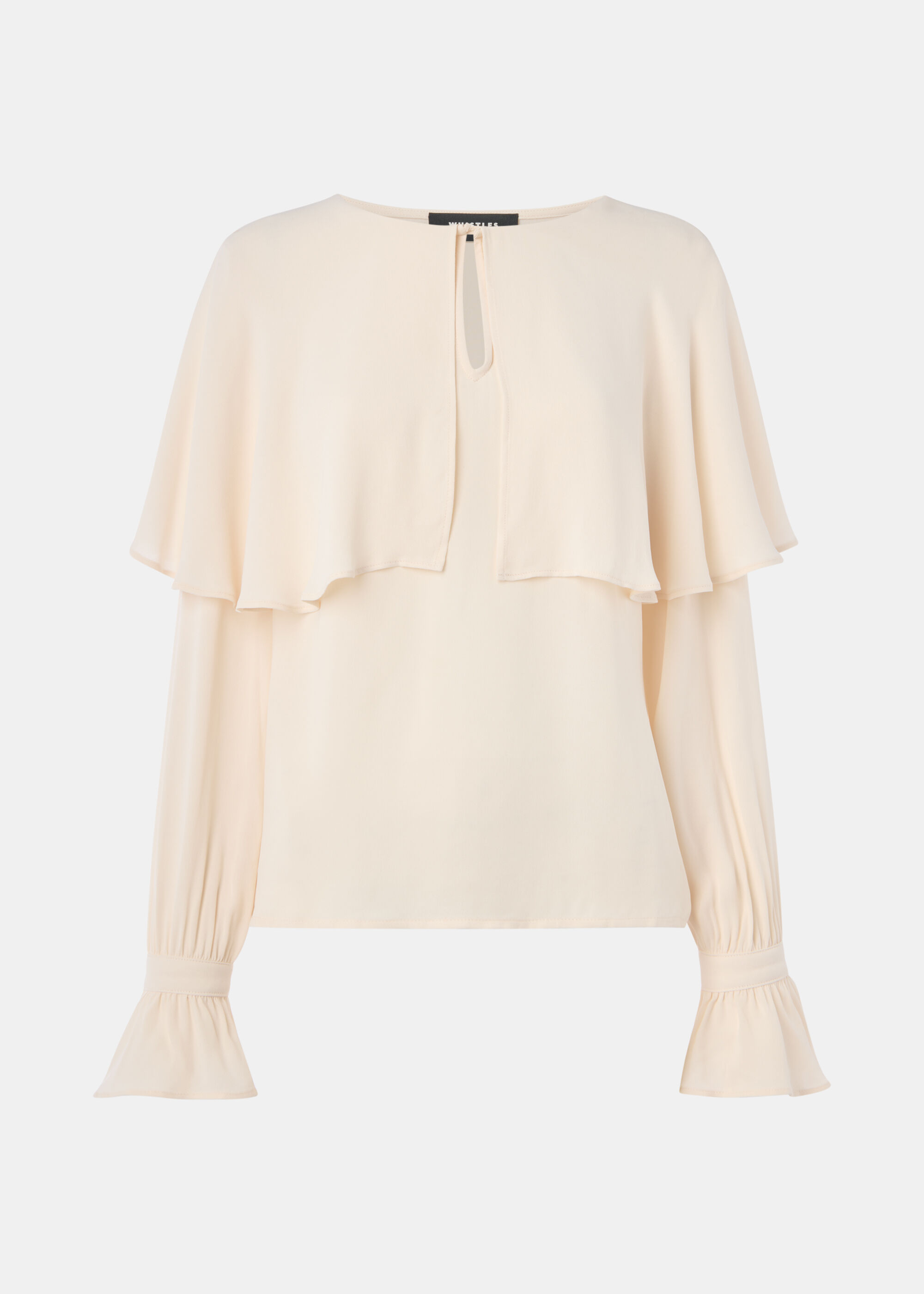 Ivory Cape Detail Crepe Blouse | WHISTLES | Whistles US |