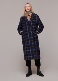Wool Double Breast Check Coat