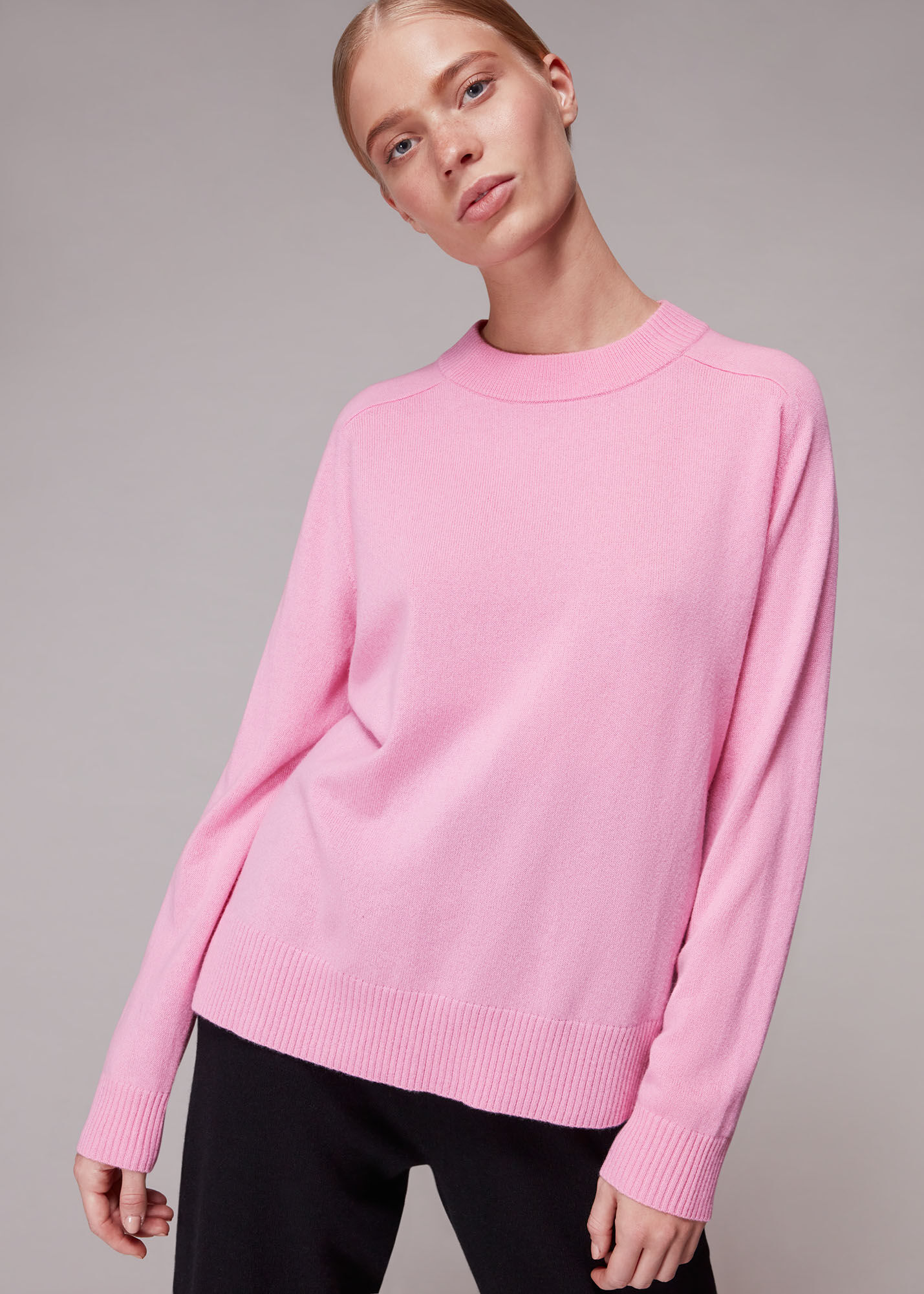 Pink crew neck best sale jumper