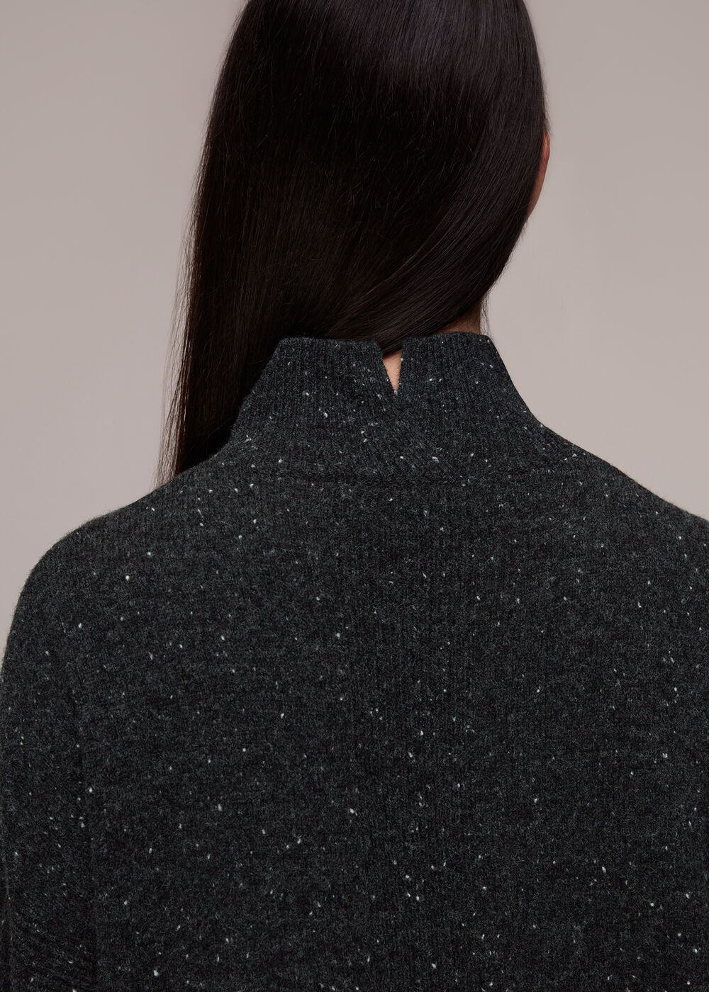 Funnel Neck Flecked Knit Dress