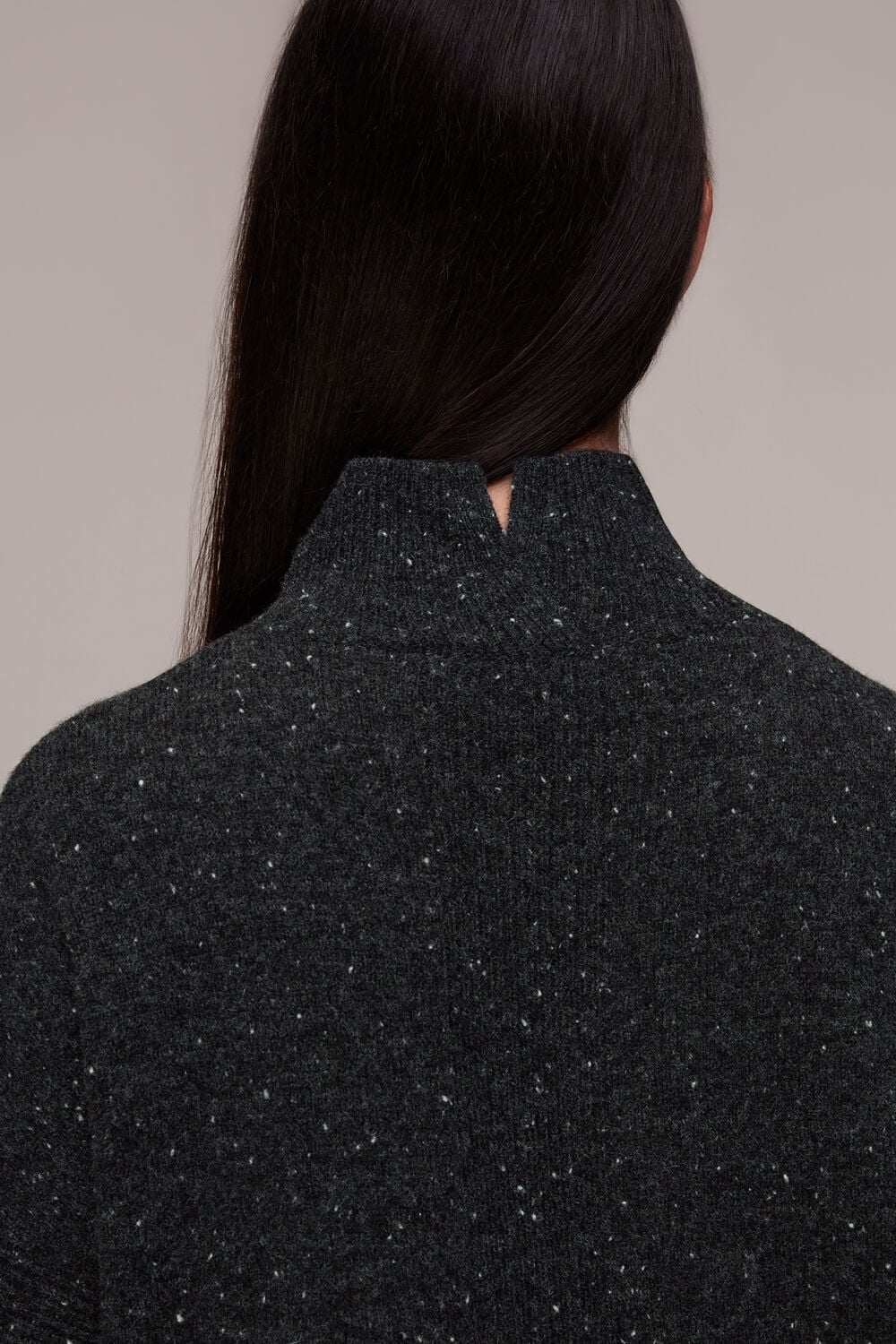 Funnel Neck Flecked Knit Dress