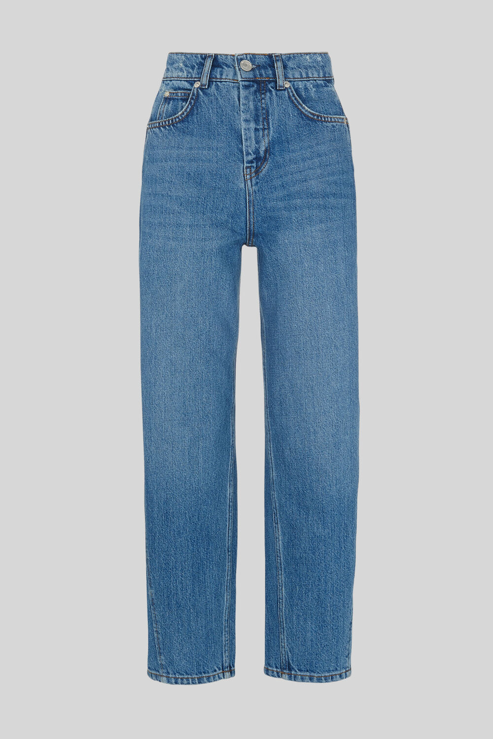 Mid Wash Denim Barrel Leg Jean Denim