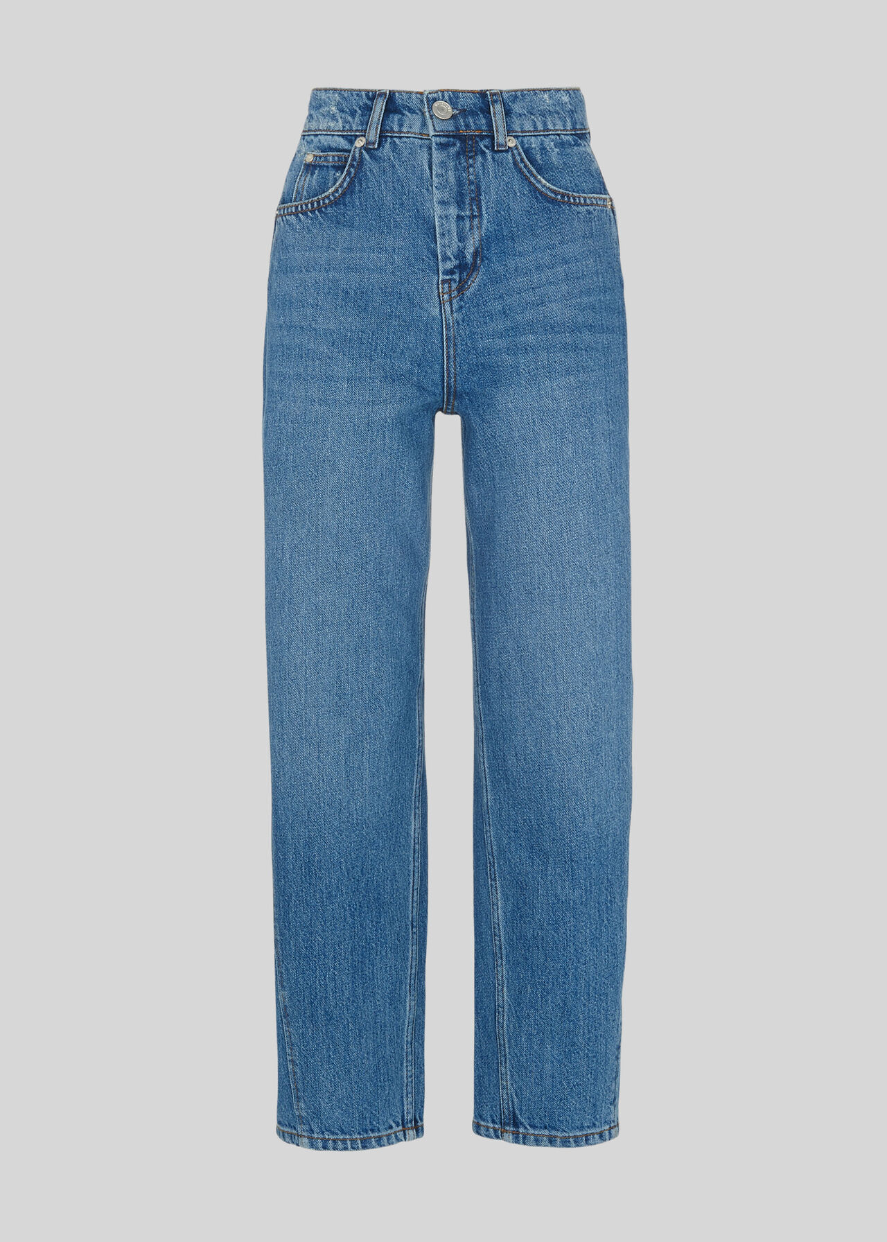 Mid Wash Denim Barrel Leg Jean Denim