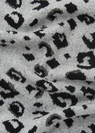 Leopard Intarsia Knit Scarf Grey Marl