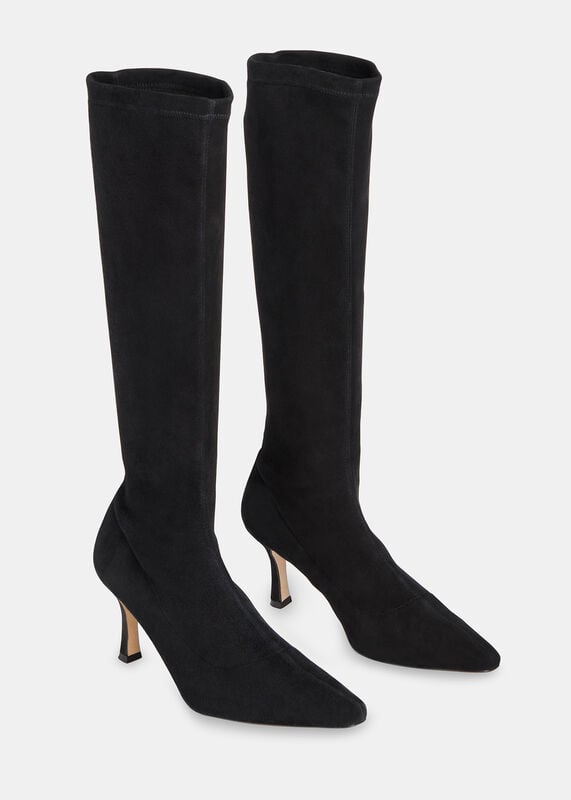 Black Hera Stretch Suede Boot