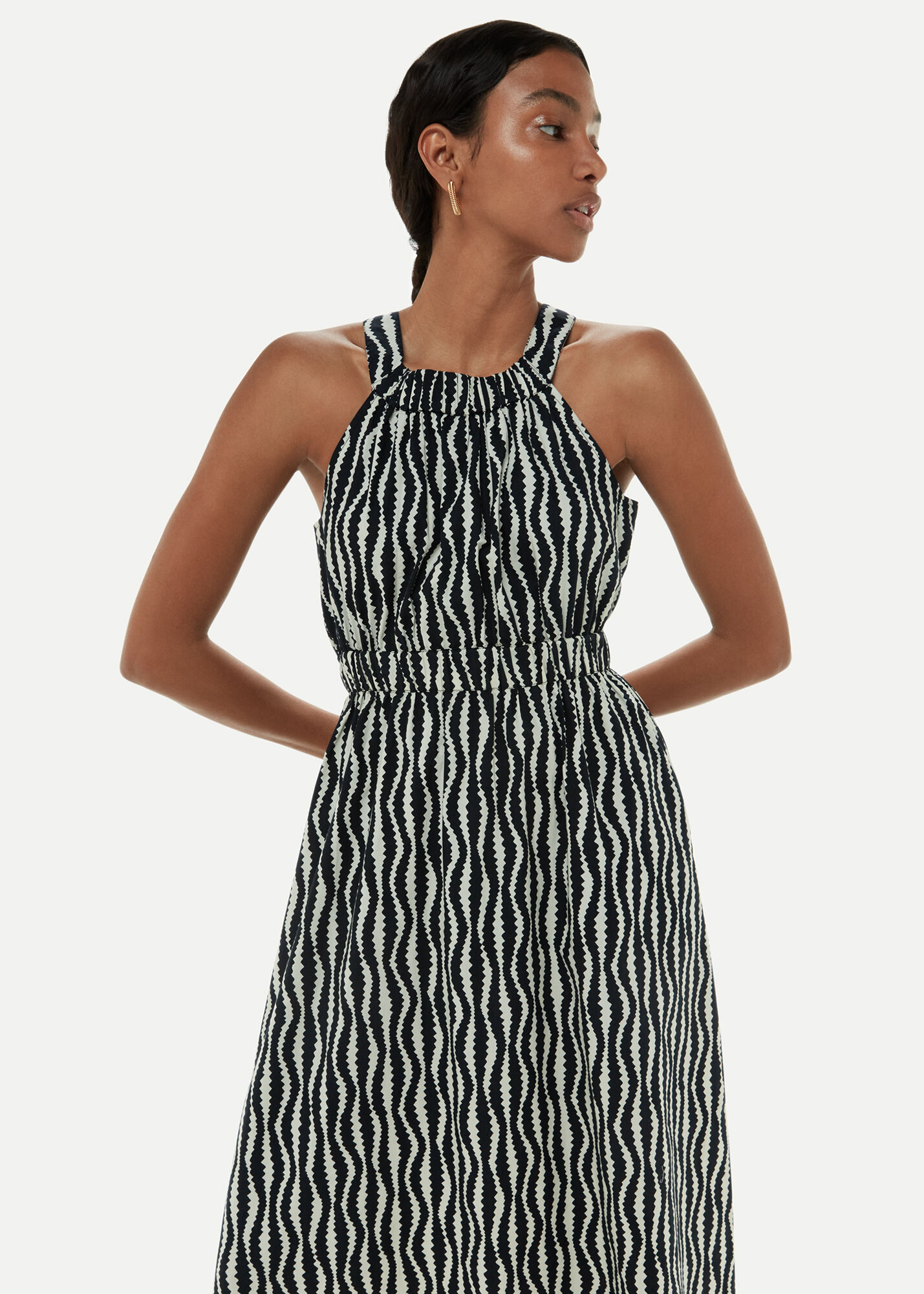 Black/White Optical Rope Cut Out Dress | WHISTLES | Whistles UK