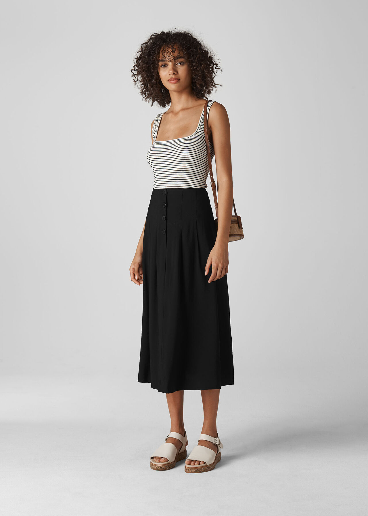 Black Tian Button Skirt | WHISTLES