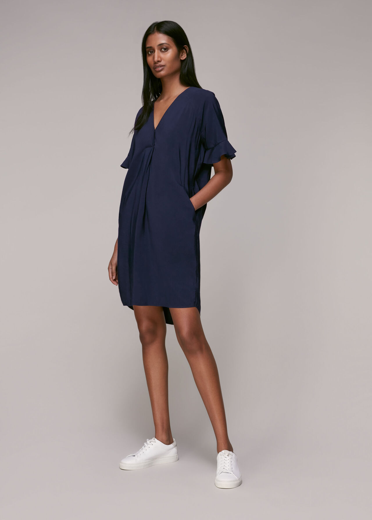 Navy Alba Dress | WHISTLES | Whistles