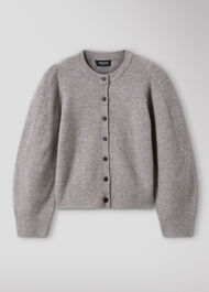 Wool Mix Puff Sleeve Cardigan