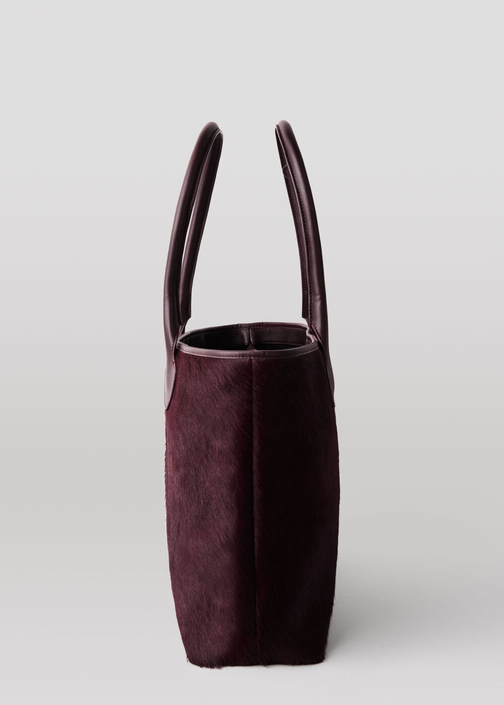 Plum Leandra Hair-On Leather Tote