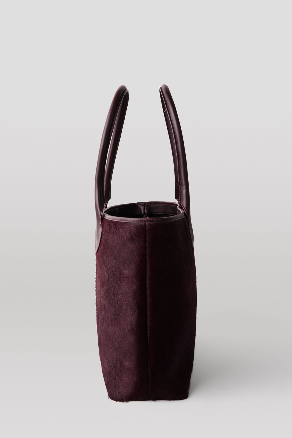 Plum Leandra Hair-On Leather Tote